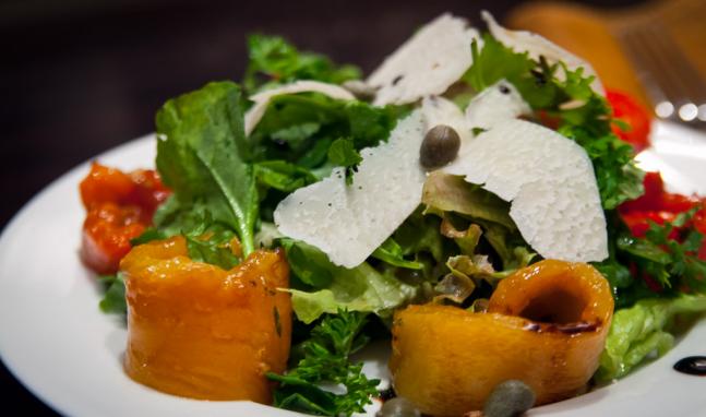 A close up of salad on a plate